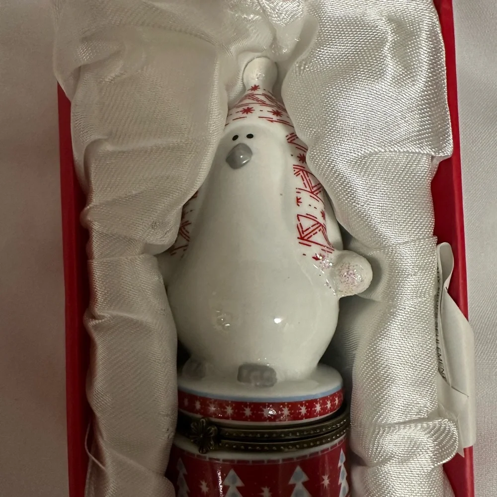 Pier 1 Red Ceramic Holiday Box 2 PCs new without tag